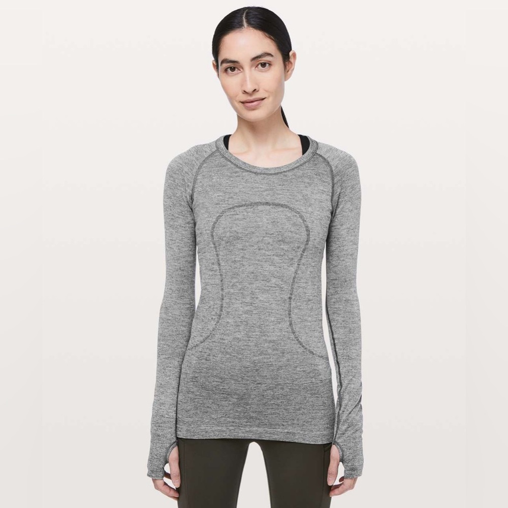 Lululemon Swiftly Tech Long Sleeve Crew * Black / White / Gray size 8